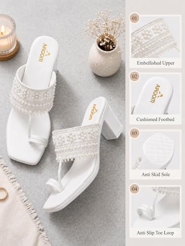 Image of AROOM Women's One Toe Block Heels Stability | Comfortable & Stylish Sandals for Women & Girls | Women Wedge Heels Thong Sandals| Comfort Orthopaedic Sandals | Doctor Heels Slippers | Arch Support & Stylish Block Heel Cushion | Lightweight Anti-Skid Sole | Ultra-Cushioned Shock Absorbing Footbed | Open Toe & Toe Separator Style | Peep-Toe | Mary Jane Women Daily Use Formal Wedges | Ladies Casual Wear Footwear | Kohlapuri Chappal Heels | Bridal, Wedding Sandals | Slip-on | Pump and Mule Sandals