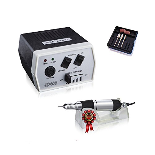 JSDA Torno de unhas profissional JD 400 cor preta para manicure e pedicure elétrica de broca de prego, ferramenta de manicure 30000 rpm