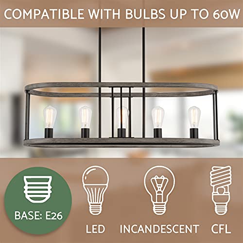 Kira Home Hartford 35″ 5Light Modern Farmhouse Kitchen Island Light