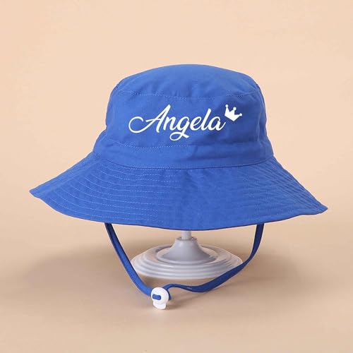 Custom Baby Sun Hat, Personalized Embroidered Name Toddler Bucket Hat, Wide Brim Beach Hat Summer Hat for Boys Girls White3