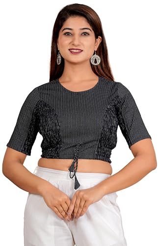 Image of Yash Gallery Women's Cotton Zig-Zag Printed Regular Regular Fit Short Sleeve Blouse