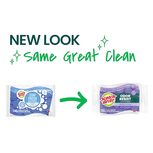Image of Scotch-Brite Scrub Dots Non-Scratch Scrub Sponge, Rinses Clean, for Washing Dishes and Cleaning Kitchen, 3 Scrub Sponges
