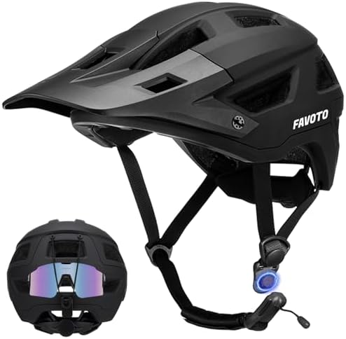 Favoto Casco de Bicicleta de Montaña con Visera - Tecnología Doble Inmould Casco MTB Ciclismo Ligero para Adultos CE Certificado Ajustable M L