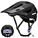 Favoto Casco de Bicicleta de Montaña con Visera - Tecnología Doble Inmould Casco MTB Ciclismo Ligero para Adultos CE Certificado L(59-61cm) Ajustable Negro Mate