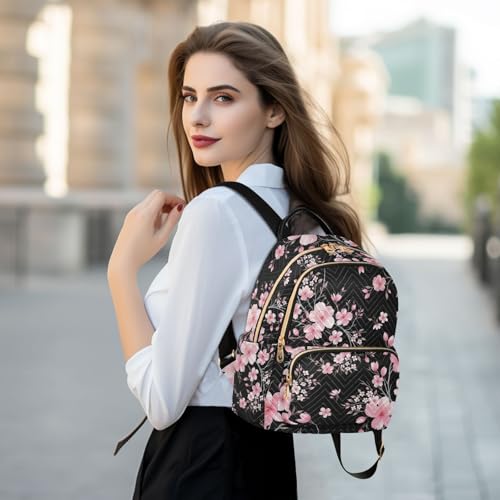 Image of ALAZA Cherry Blossom Sakura Floral Mini Backpack Purse for Women Travel Bag Fashion Daypack Back Pack Shoulder Bag