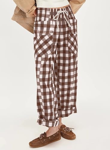 Image of Acelitt Women Checkered Pants with Pockets, S-XXL