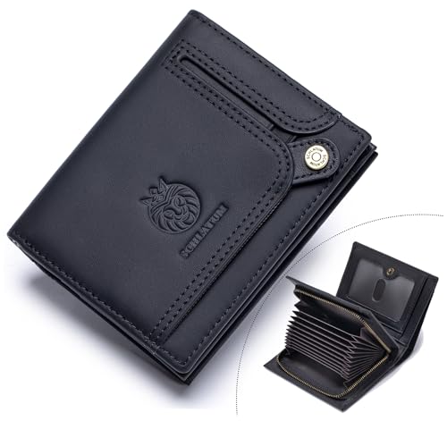 Large Capacity Wallets for Men RFID Blocking Bifold Leather Accordion Credit Card Holder Wallet with 21 Slots, Black