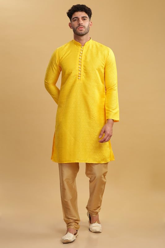 Be Active Men's Cotton Regular Kurta (My0003_Yellow