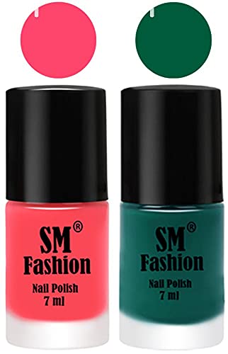 Image of Long Lasting Nail Polish | Nail Paint Combo 7 ml Each) - Set of 2 Pink-Green