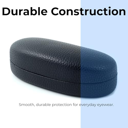 Image of Calabria HC-7 Hard Shell Eye Glasses Case PU Leather Felt Extra Large Sunglass Holder Snap Closure Men Women Neutral Durable