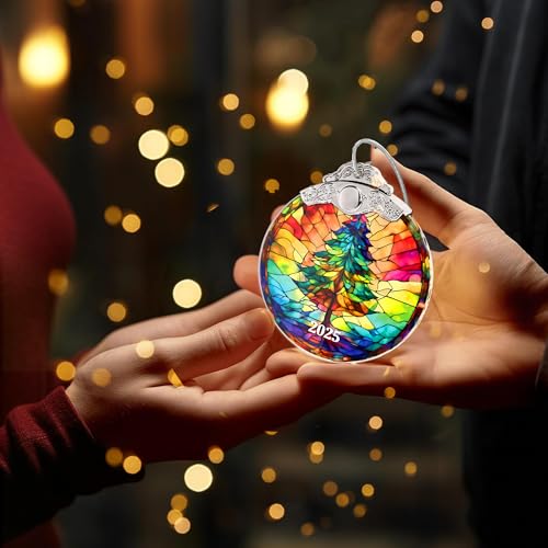 Christmas Tree Ornaments, Stained Glass Effection, 4 Inch Acrylic Ornament, White Elephant Gifts, Holiday Decor, Christmas Ornament 2025, Tree Ornaments, New Year Decorations