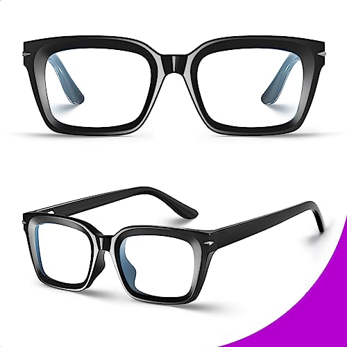 Image of VISOONE Spring Hinge Trendy Blue Light Blocking Glasses Square with Anti Computer Glare for Gaming Women Men YALE