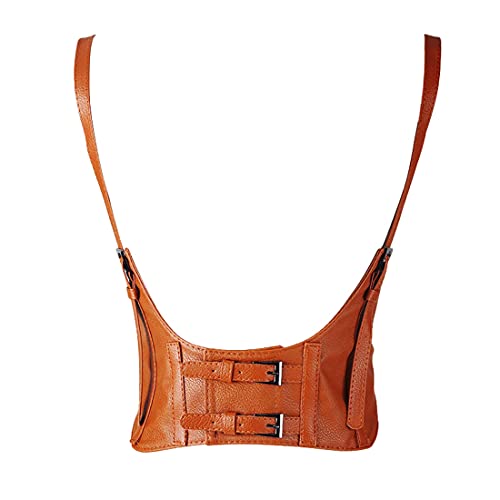 Women Punk PU Leather Straps Waist Belt Elastic Band Belt Underbust Waist Belt