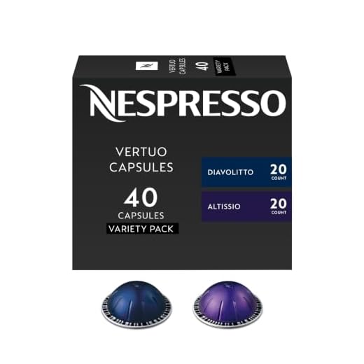 Nespresso Capsules VertuoLine, Espresso, Bold Variety Pack, Medium and Dark Roast Espresso Coffee, 40 Count Coffee Pods, Brews (VERTUOLINE ONLY), 1.35 Ounce , 10 Count (Pack of 4)