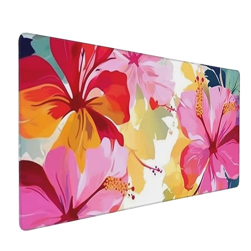 Tapis de souris de jeu XXL floral contre les glissements et l'usure des bords