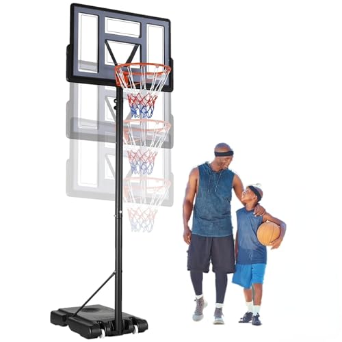 4.4-10ft Adjustable Height Basketball Hoop Outdoor, Portable Basketball Goal, 44in