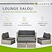 Juskys® Polyrattan Gartenmöbel Set Salou inkl. Abdeckung - Outdoor Lounge wetterfest 6 Personen - Sitzecke mit Tisch & Kissen für Garten, Balkon, Terrasse - Grau
