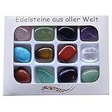 in einer weißen Papp - Box mit Beschriftung der Edelsteine auf der Rückseite