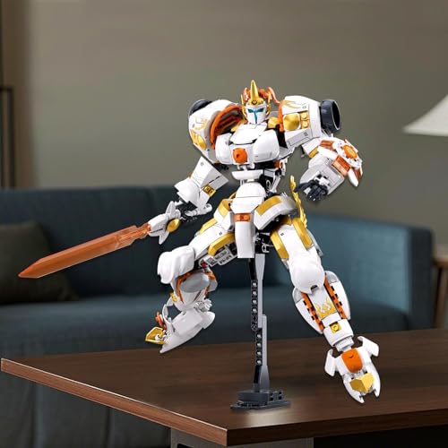 Image of HIGH GODO Warrior Mech Robot Building Set, Long Swords Shields Samurai Mech Model Kit, Creative City Justice Hero Ninja Gifts for Adults Teens 14+ (695PCS)
