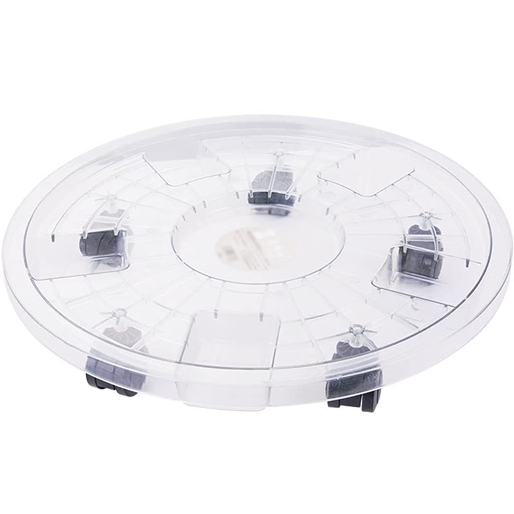 Plant Caddy Trolley Indoor Movable Flowerpot Base With Rollers, Transparent PP Resin Durable Plant Tray Rack, Load-bearing 70kg-200kg (Color : A, Size : 30cm)