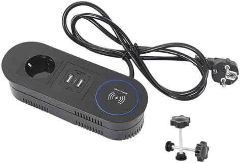 Versenkbare Tischsteckdose Mit Wireless Charging - 2x Schuko + USB