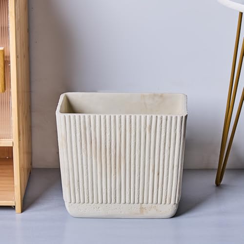 Image of Ribbed Natural Travertine Striped Textures Small Bathroom Trash Can 2.5 Gallon(9 Liter), Resin Heavy Sturdy Kitchen Garbage Can,Living Room Bedroom Trash Can, Decorative Wastebasket for Home, Office