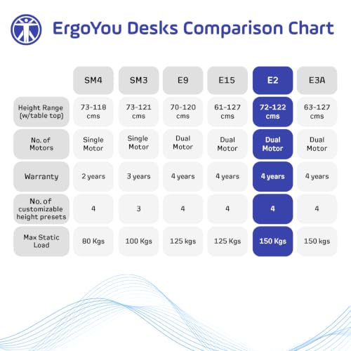 Image of ErgoYou - Electric Height Adjustable Standing Table - Heavy Duty - Dual Motor 2 Stage - 150 Kgs Max Weight Capacity - E2 Series - Ergonomic Sit Stand Desk (No Table Top, Only Steel Frame)