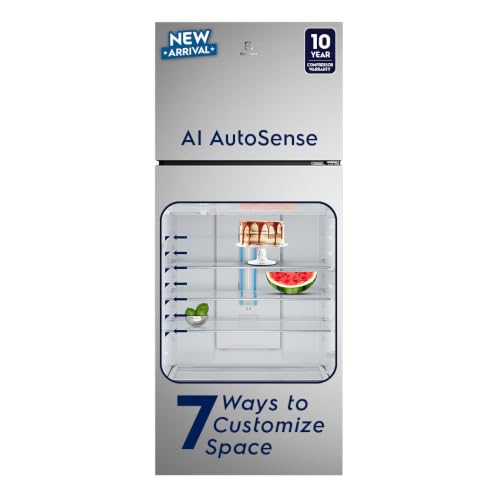 Image of Electrolux 431L 1 Star Double Door Refrigerator with AI AutoSense, GreenZone AHC Technology, Frost Free, Inverter Compressor, Sphere Ice Tray, UltimateTaste 700, ETM4302C-S, Stainless Steel
