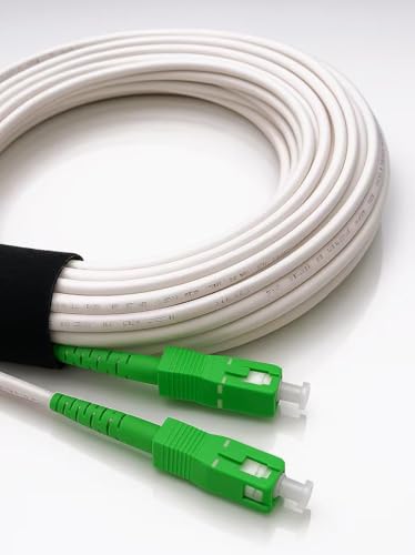 Elfcam® - 5m/16.4ft Fiber Optic Cable SCA to SCA Simplex Singlemode 9/125μm LSZH, Patch Cord Cable for FTTH, White Color, 5 Meters