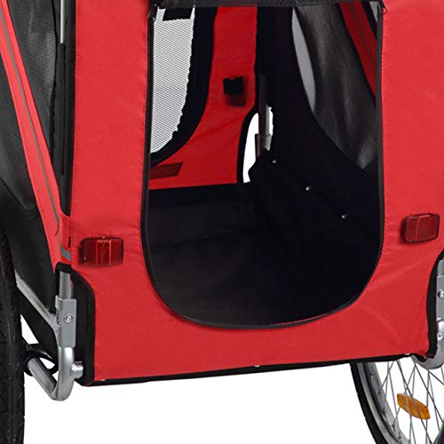 zoomundo Fahrradanhänger Hundeanhänger für Hunde-Transport in Rot/Schwarz - Silver Frame