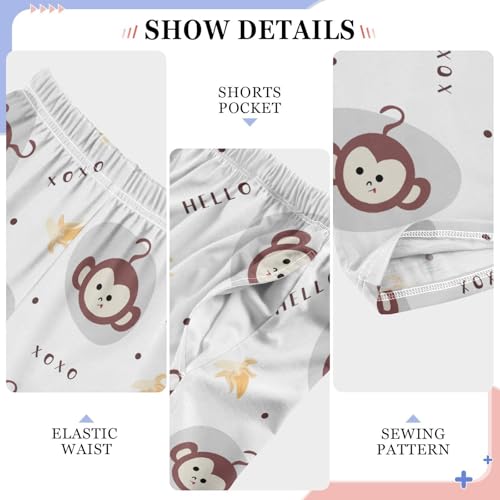 ZZXXB Hello Monkey Boys Long Pants Soft Trousers Elastic Waist Kids Lounge Bottoms with Pockets S-XL4