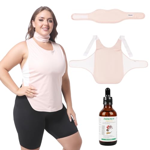 DEROWN Castor Oil Vest Pack, Castor Oil Packs Wrap, Organic Castor Oil Cold Pressed Glass Bottle, Soft Organic Cotton Flannel & Waterproof PUL, Reusable Massage Castor Oil Pack Kit