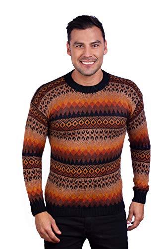 Crewneck Alpaca Sweater for Men - Andean Pullover Knit in Soft Alpaca Wool for Winter Season
