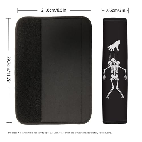 Image of AFPANQZ 2-Pack Fanky Skeleton Car Seat Belt Pads Covers Harness Shoulder Straps Pad Cushion Safety Seatbelt Pillow Cover for Adults Comfortable Driving Adjustable Universal Fit Punk Skull Halloween