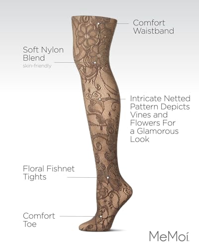 Image of MeMoi Women's Botanic Scene Net Tights