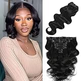 LUMIERE Clip In Hair Extensions Real Human Hair - 8Pcs With 20Clips 120G Body Wave Clip Ins Hair Extensions Unprocessed Grade 10A Brazilian Remy Hair Double Wefts Thick and Soft 10 Inch