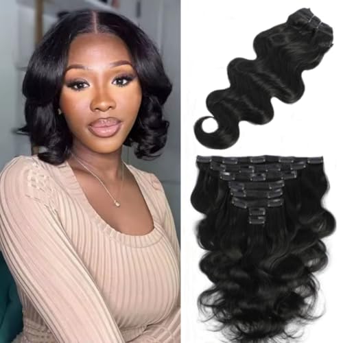 LUMIERE Clip In Hair Extensions Real Human Hair - 8Pcs