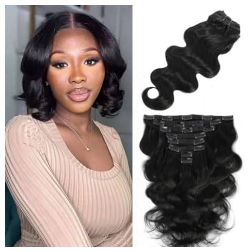 LUMIERE Hair Clip In Hair Extensions Real Human Hair - Glueless Body Wave Hair Extensions Clip Ins Grade 10A Brazilian Remy Hair 8Pcs With 20Clips Double Wefts Thick and Soft 10 Inch