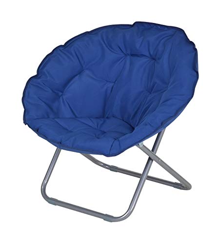 Enrico Coveri Contemporary Poltrona Moderna Moon Pieghevole in Acciaio E Tessuto Imbottito, Sedia Ideale per Giardino, Salone e Camera da Letto (Blu)