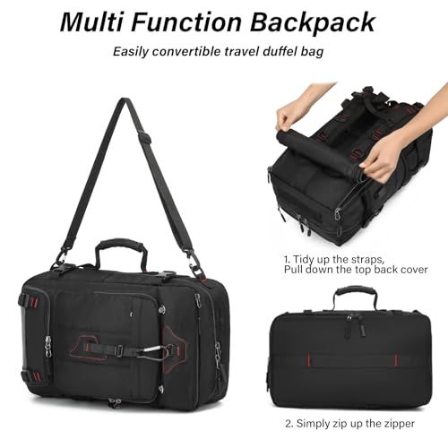 Travel Backpack for Men & Women, Convertible Duffle Bag 50L Large Carry on Backpack with Shoe Laptop Compartment, Wet Pocket3