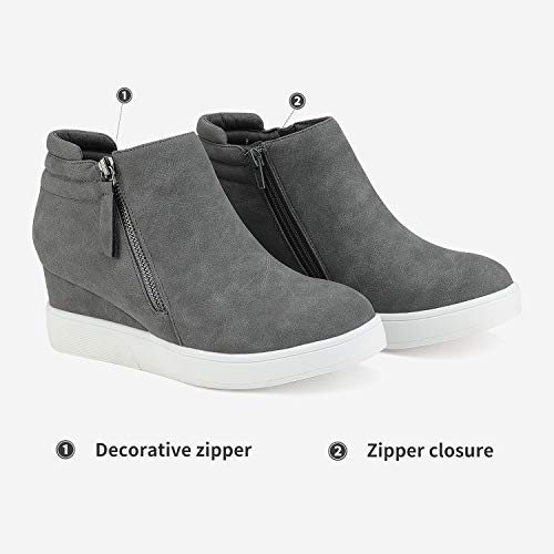 DREAM PAIRS Women's Wedge Heel Ankle Boots, Designed for Comfort, Zippers for Easy Wear, Reliable Grip, 2.35-Inch Elevation, Casual Style, Size 9.5,Grey,WEDGE-SNKR-2