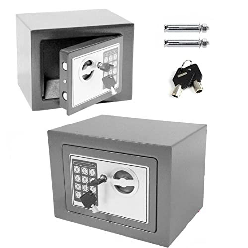 Caja fuerte del hotel Cajas fuertes del gabinete Caja de efectivo montada en la pared Caja de seguridad de contraseña electrónica Caja de depósito de efectivo del hotel (4.6L, Gris) Cover