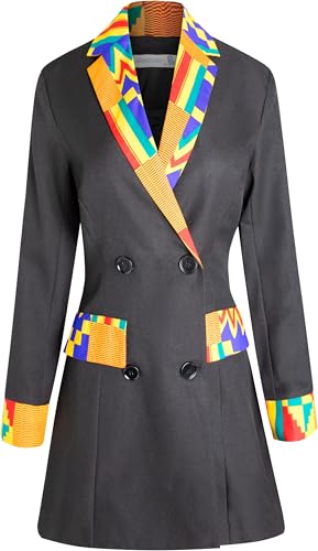 SHENBOLEN African Print Blazer Ankara Long Sleeves Suit Jacket Kente Wax Tops