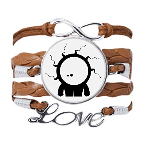 Bracelet alien cyclope cuir noir tordu univers étranger monstre pour homme et femme