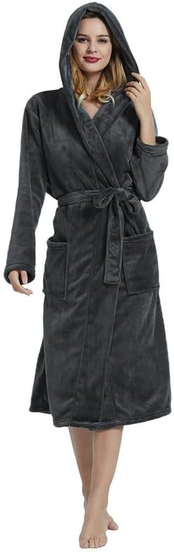 HEARTNICE Womens Hooded Fleece Robe, Soft Bathrobe for Womens, Cute Long House Coat - Image 2