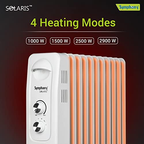 Image of Symphony Solaris OFR 11 fin 2900W Room Heater for Home with Oil-filled radiator, 11 fins, and Multidirectional Heating (Off White)