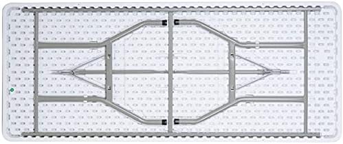 CozyBox Folding Table Indoor Outdoor Heavy Duty Portable Folding Plastic Dining Table w/Handle, Lock for Picnic, Party, Camping - White (4ft, 6ft, 8ft) (8ft)