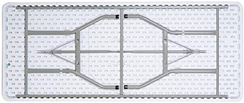 Cozybox Folding Table Indoor Outdoor Heavy Duty Portable Folding Plastic Dining Table W/Handle, Lock For Picnic, Party, Camping - White (4Ft, 6Ft, 8Ft) (6Ft) #TOP3