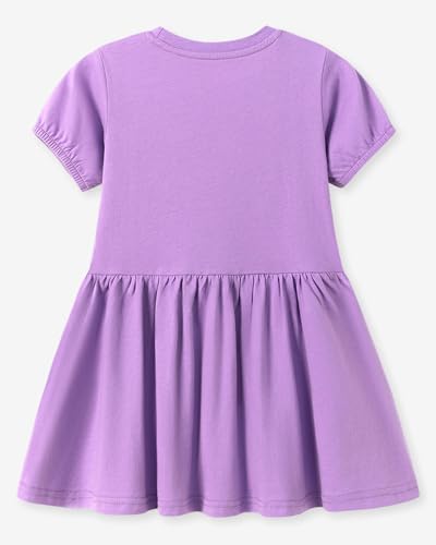 Image of Girls Cotton Long Sleeve Casual Cartoon Appliques Striped Jersey Dresses