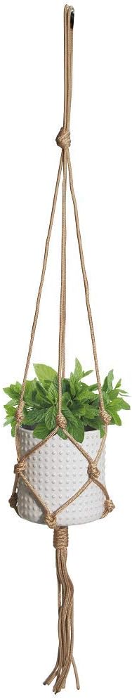 Misco Ceramic Macrame Hanging Planter, 5.12inch High and 5.12 in Diameter Macrame Plant Holder, Perfect for Plants and Succulents, with Jute for Indoor and Outdoor